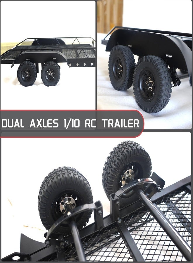 HOPLEX مقطورة سيارات HOPLEX 1/10 RC، مقطورة معدنية شديدة التحمل لسيارات التحكم عن بعد 1/10 TRX4 TRX6 SCX10 Gen7 Gen8، تتضمن مستقبل وصلة جر وحزام ونش حركي - Image 3